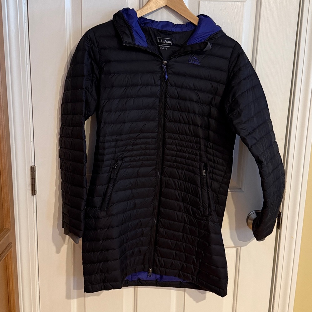 L.L. Bean Kids Puffer Jacket - Black and Purple